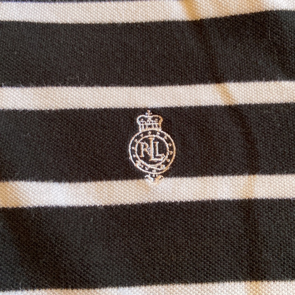 Ralph Lauren Active Black And White Stripped Women’s Short Sleeved Collard Shirt - Picture 5 of 7